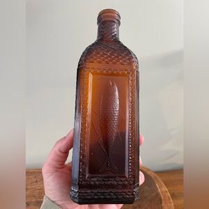 Vintage Glass Bottle Fish Scales